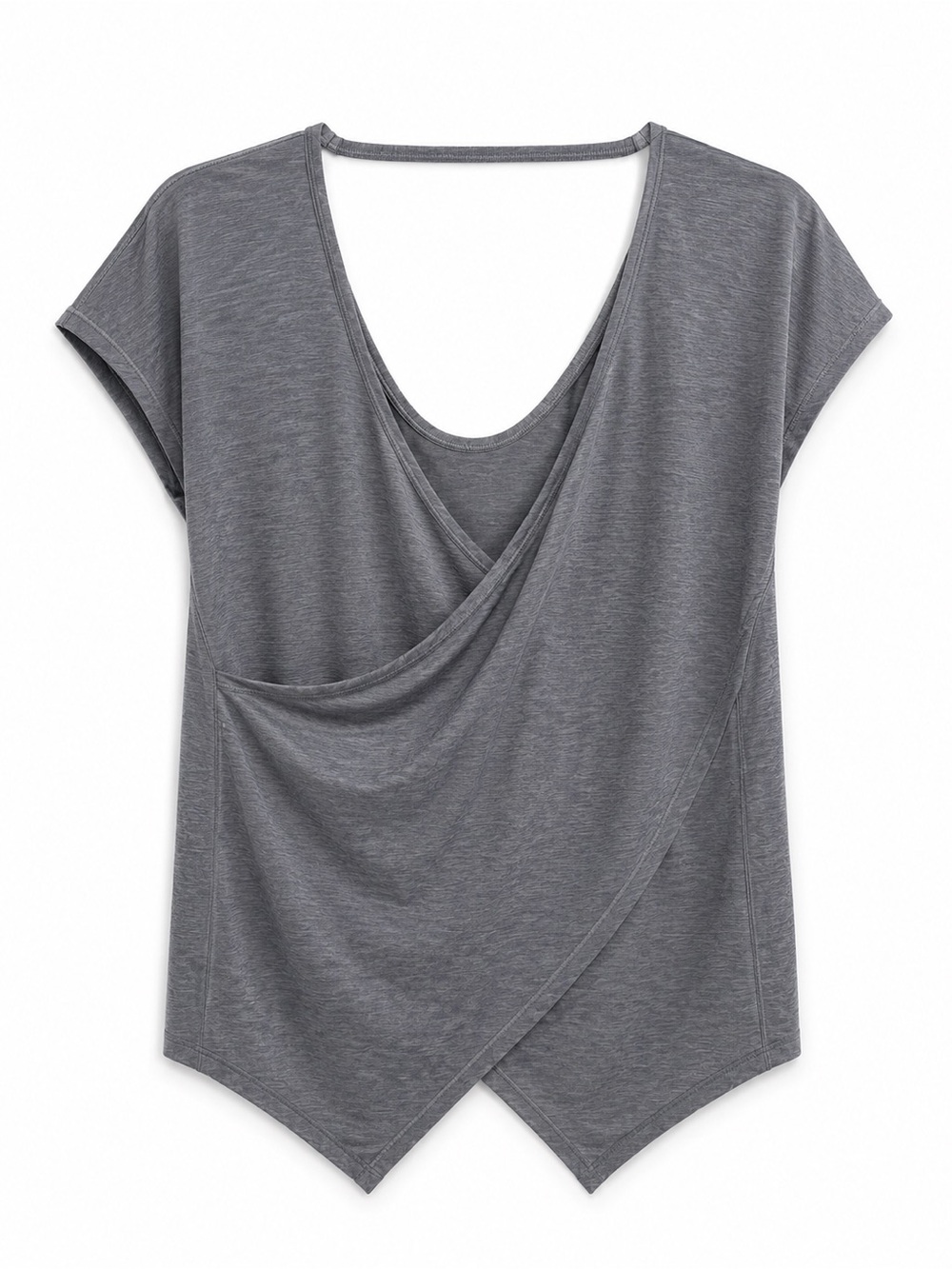 Lululemon Size 6 Gray Reversible Open Back Draped Short Sleeve Top